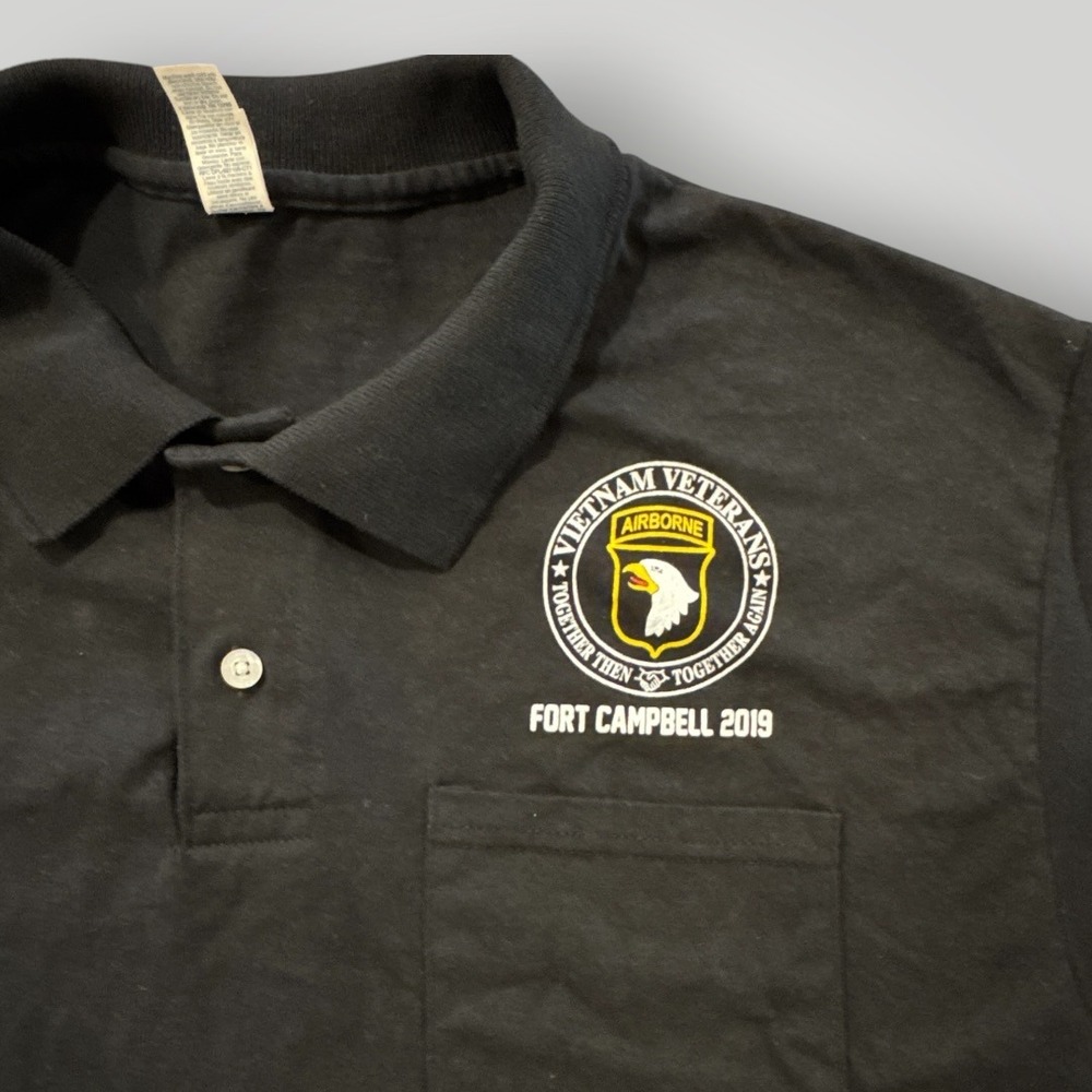 101st Airborne Vietnam Veterans Reunion 2019 Pocket Polo Large Black Jerzees